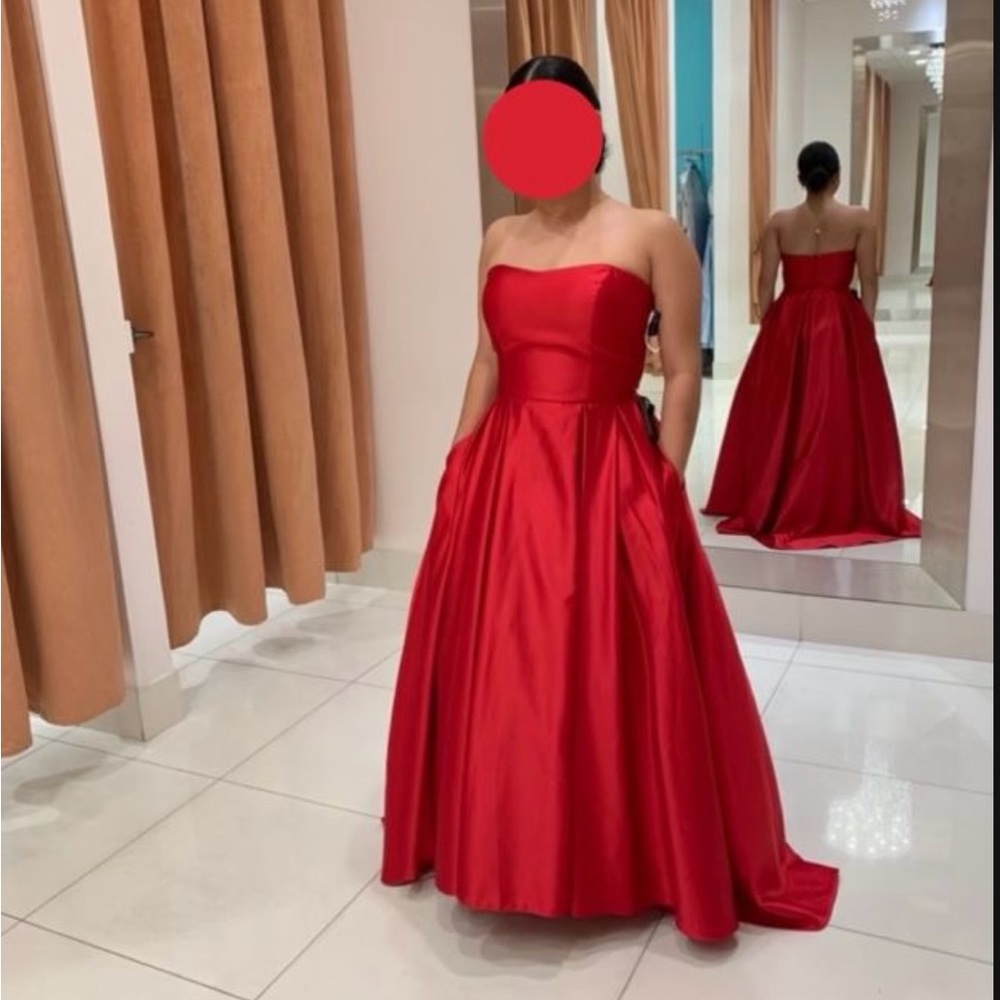 Camille La Vie Strapless Red Ball Gown